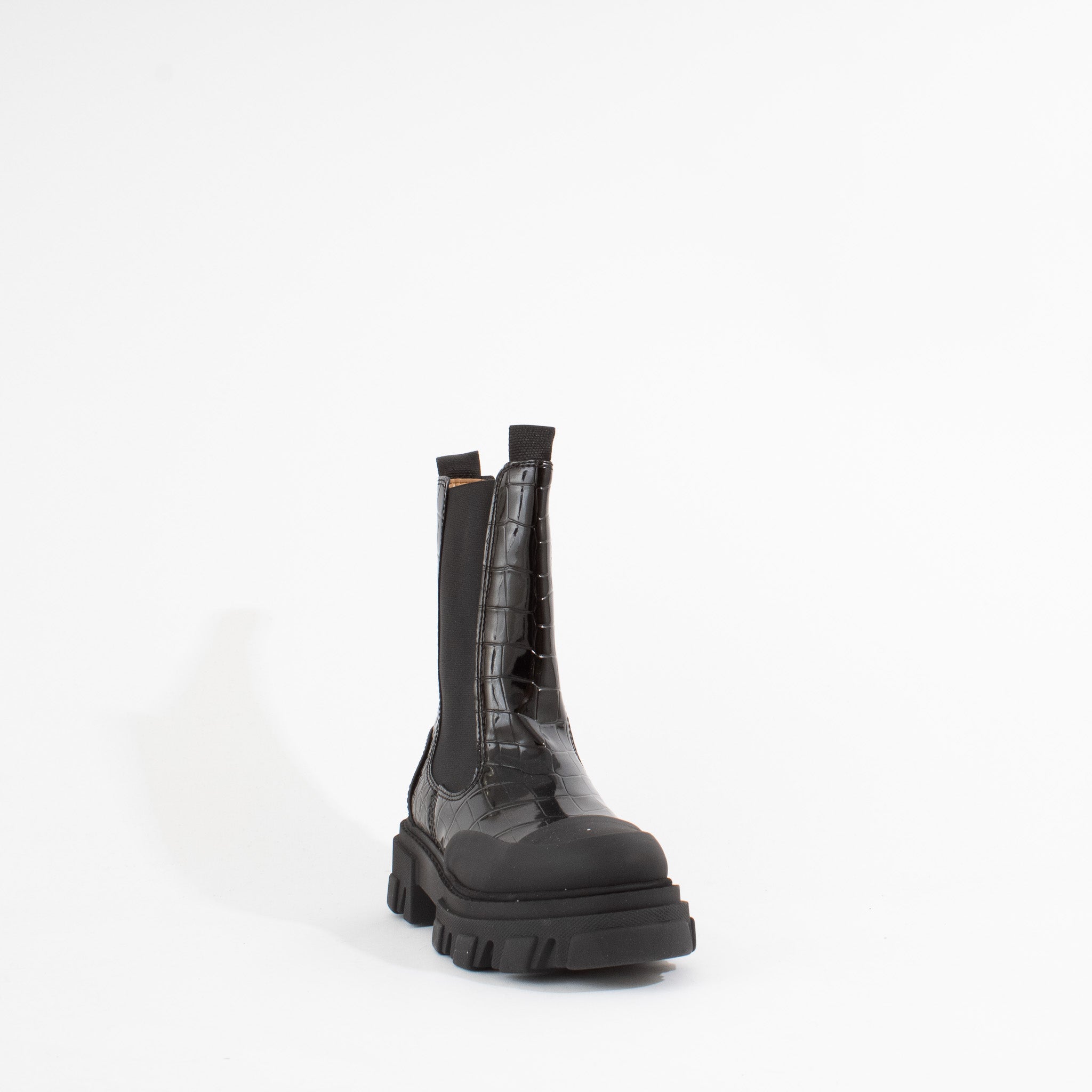 CLEATED MID CHELSEA BOOT | BLACK CROCO