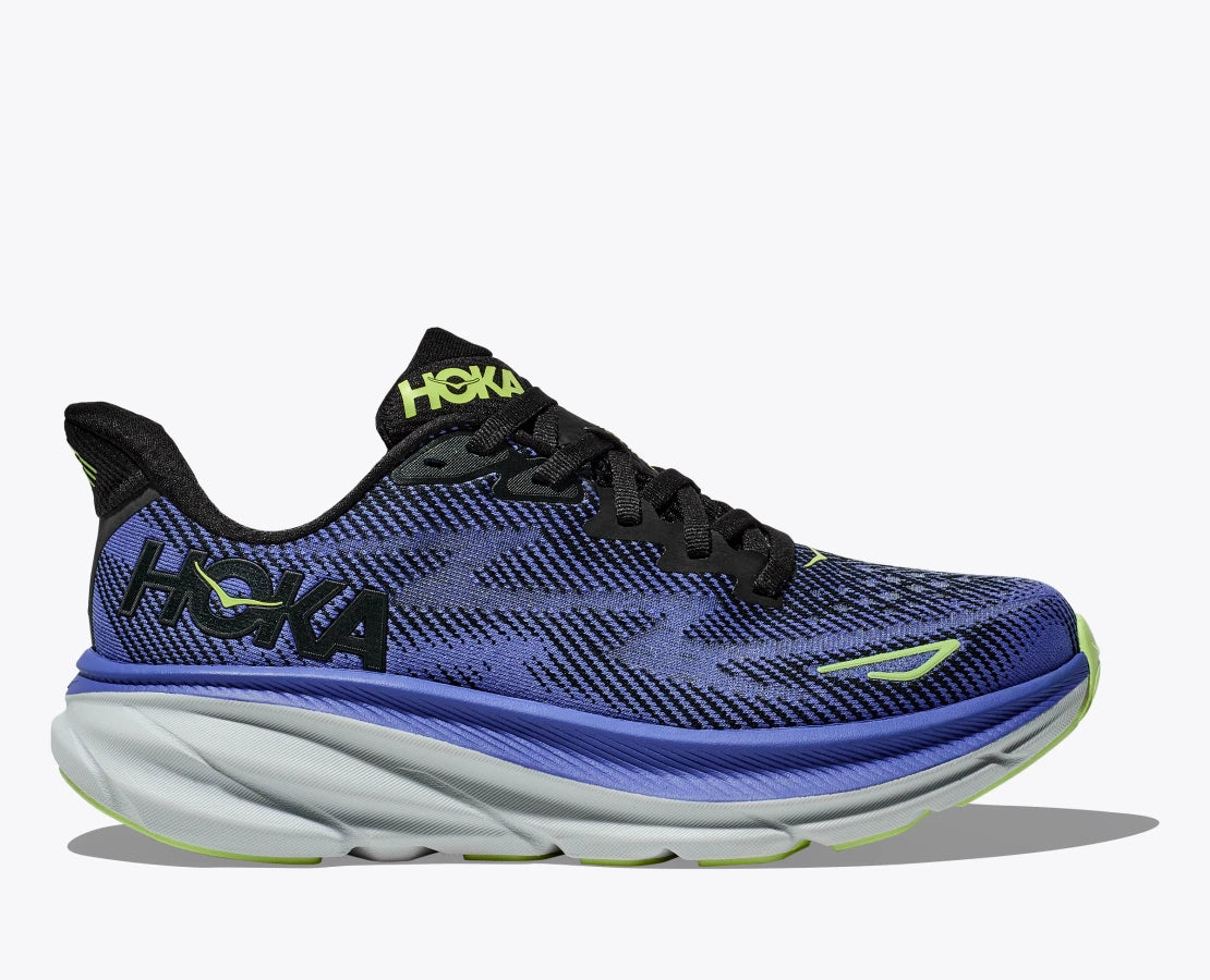 HOKA WOMENS CLIFTON 9 - BLACK / STELLAR BLUE