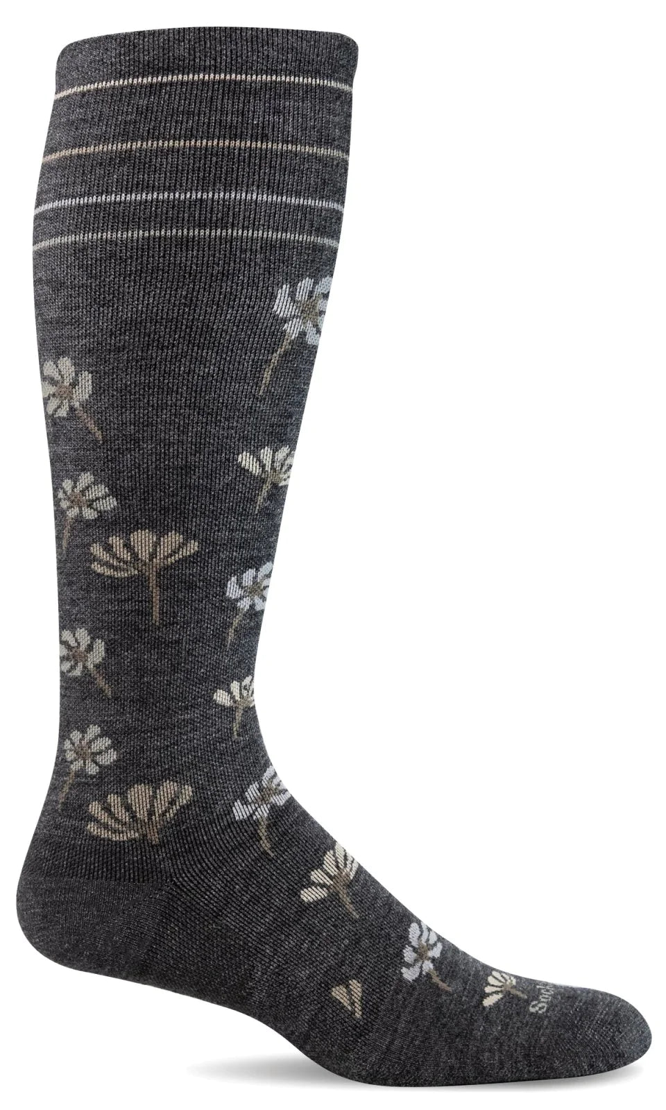 SOCKWELL WOMEN'S FIELD FLOWER - MODERATE GRADUATED COMPRESSION SOCKS - CHARCOAL