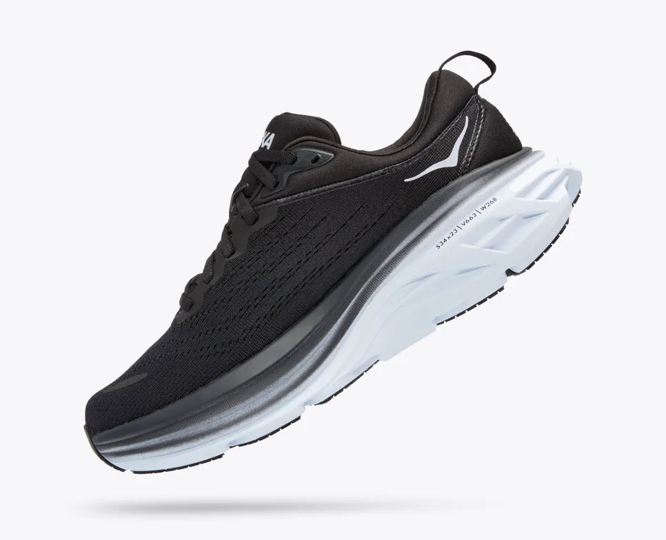 HOKA MENS BONDI 8 - BLACK / WHITE