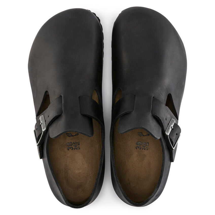 BIRKENSTOCK LONDON CLASSIC FOOTBED SHOE - BLACK OILED LEATHER