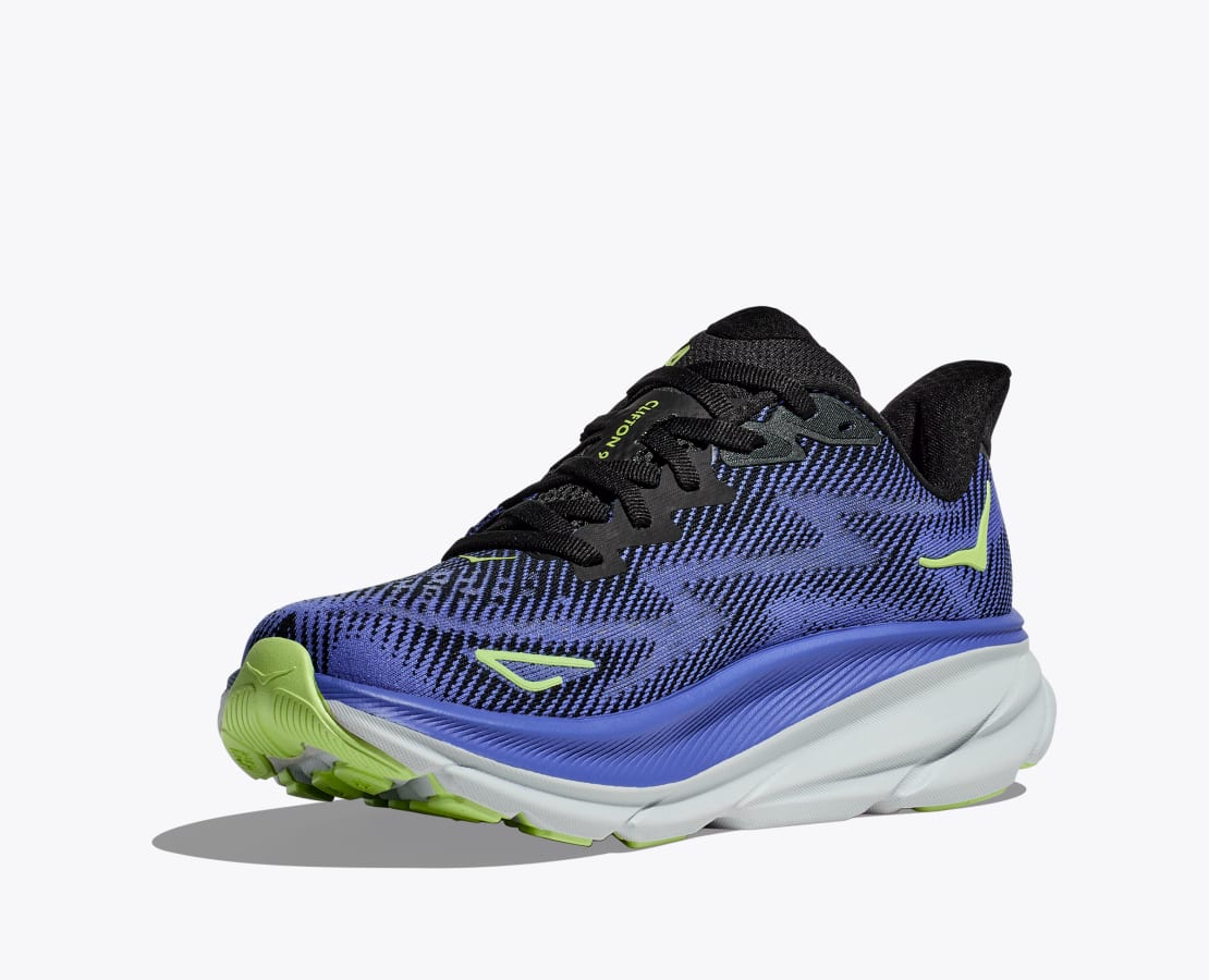 HOKA WOMENS CLIFTON 9 - BLACK / STELLAR BLUE