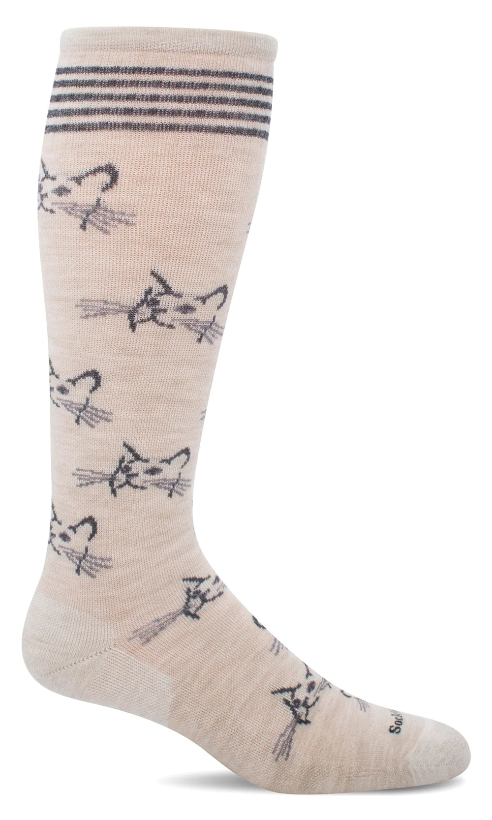 SOCKWELL WOMEN'S FELINE FANCY - MODERATE GRADUATED COMPRESSION SOCK - BARLEY