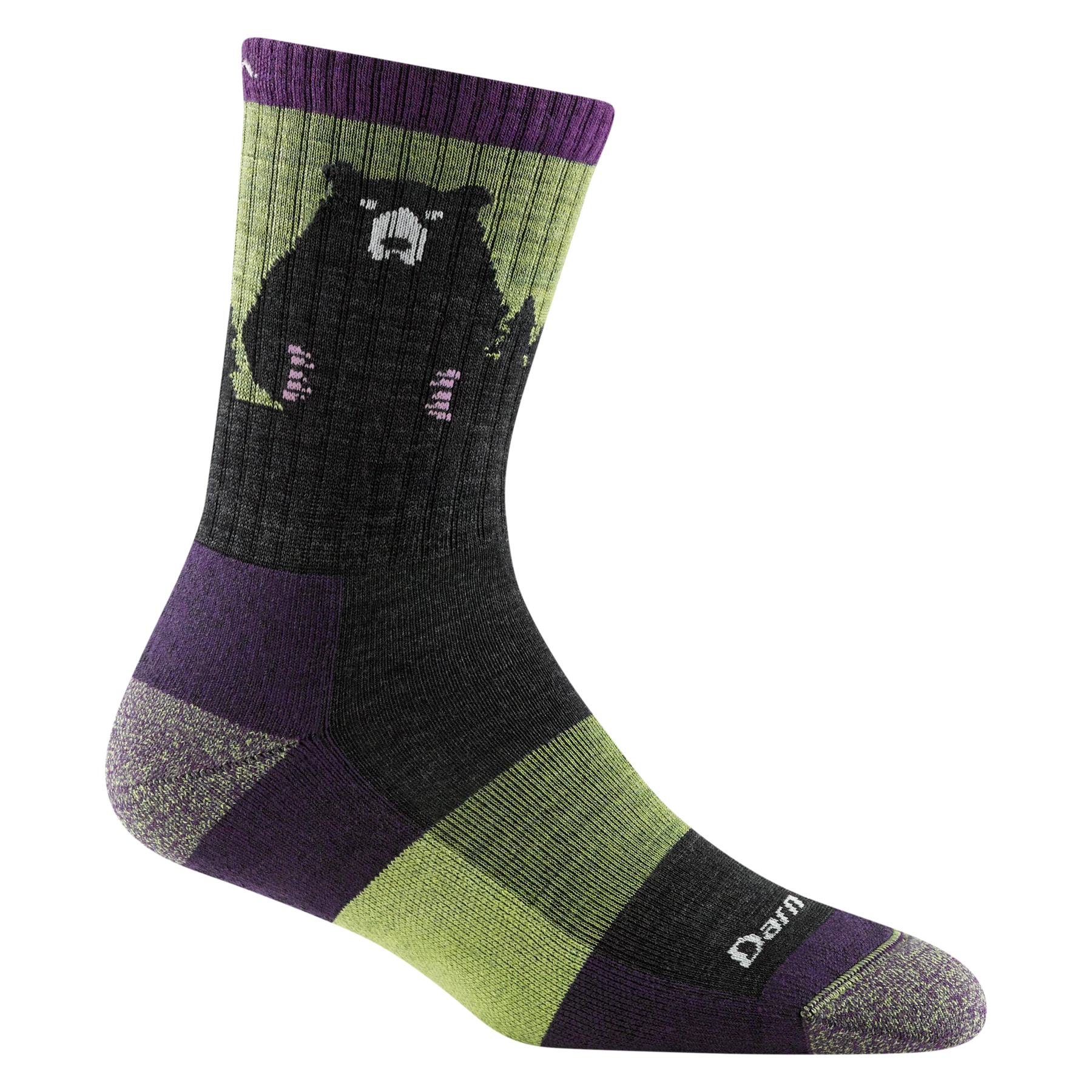 DARN TOUGH #1970 WOMEN'S BEAR TOWN MICRO CREW LIGHTWEIGHT HIKING SOCK - LIME