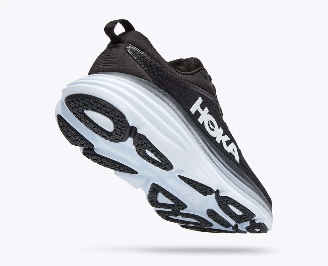 HOKA WOMENS BONDI 8 - BLACK / WHITE