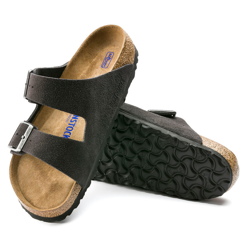 BIRKENSTOCK ARIZONA SOFT FOOTBED SANDAL - VELVET GRAY SUEDE