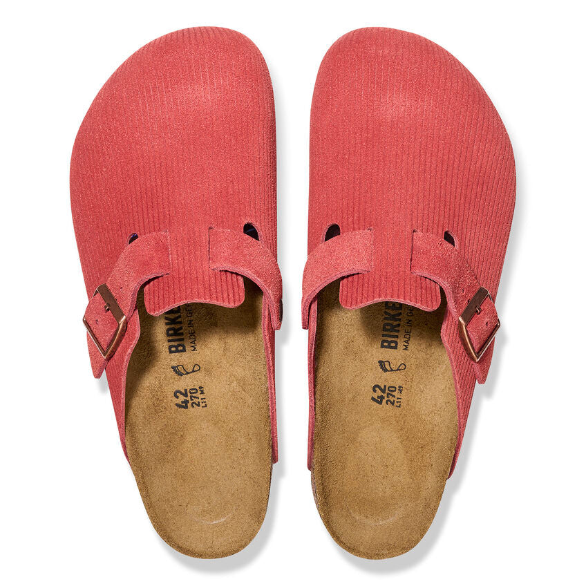 BIRKENSTOCK BOSTON SUEDE CORDUROY - SIENNA RED