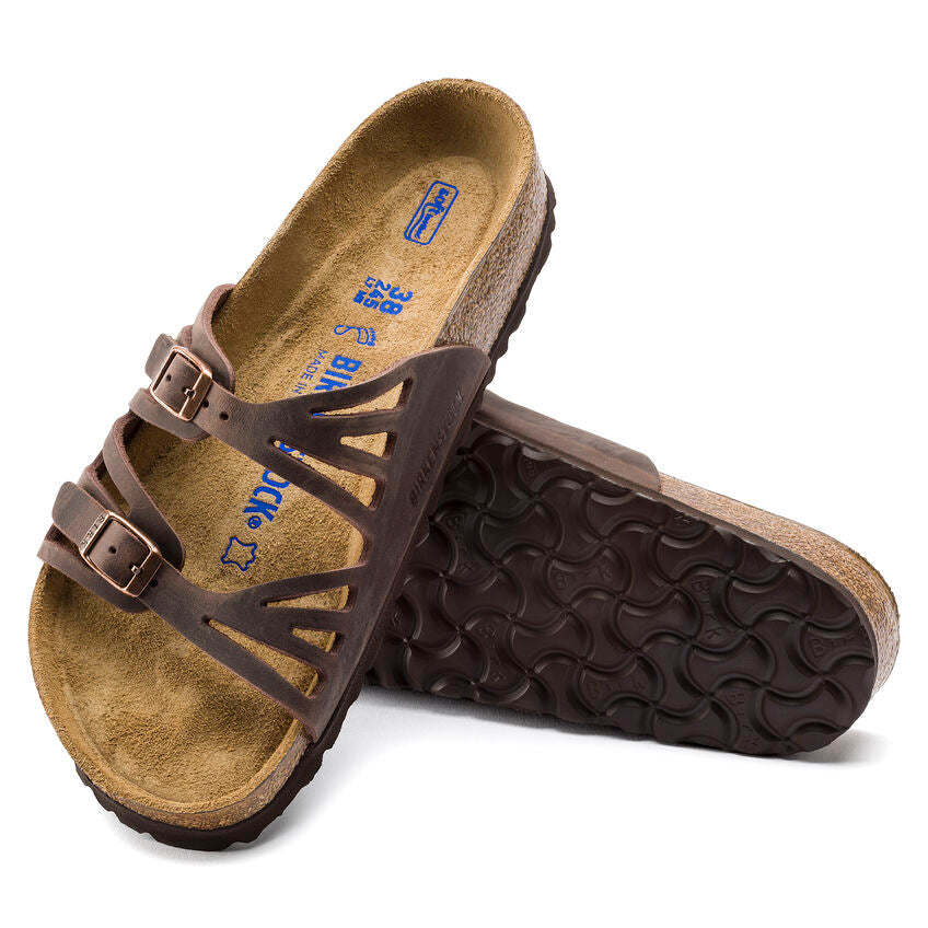 BIRKENSTOCK GRANADA SOFT FOOTBED SANDAL - HABANA OILED LEATHER