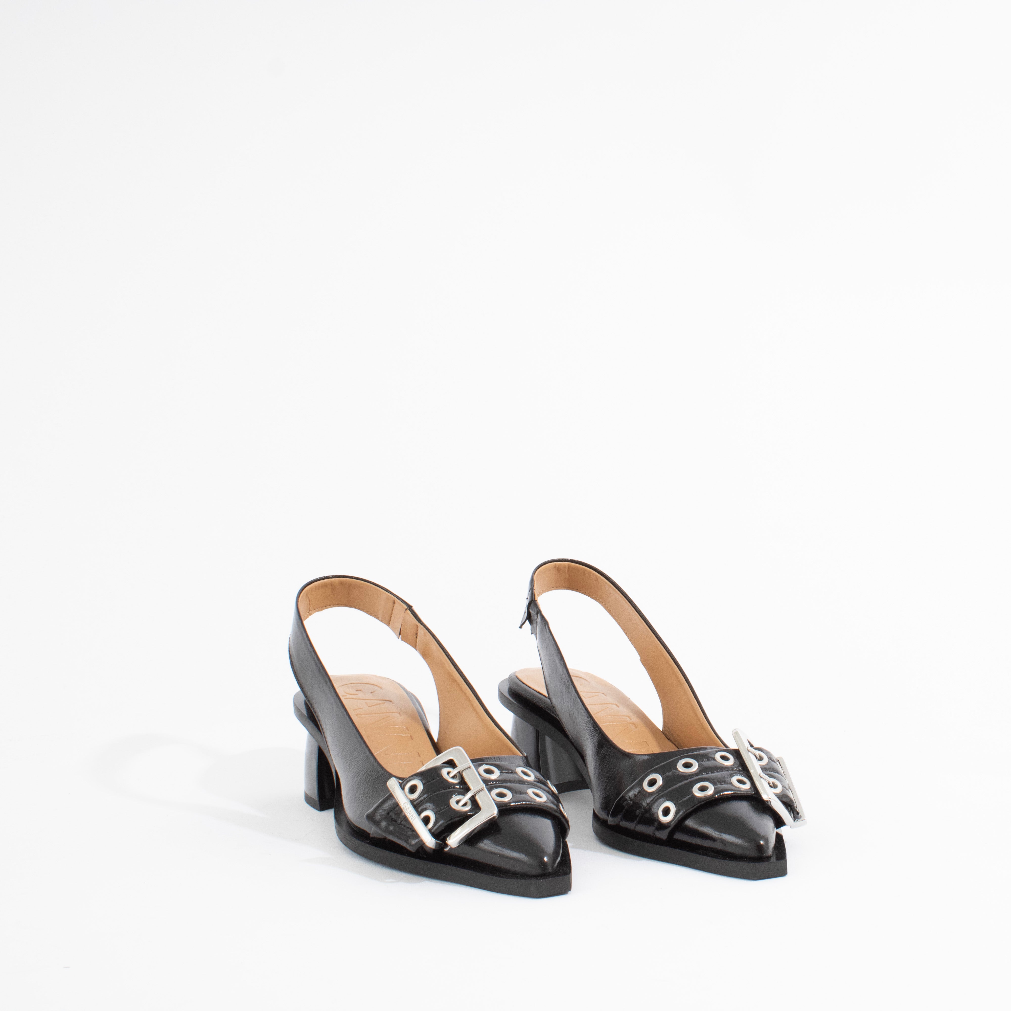 FEMININE BUCKLE SLINGBACK PUMP | BLACK