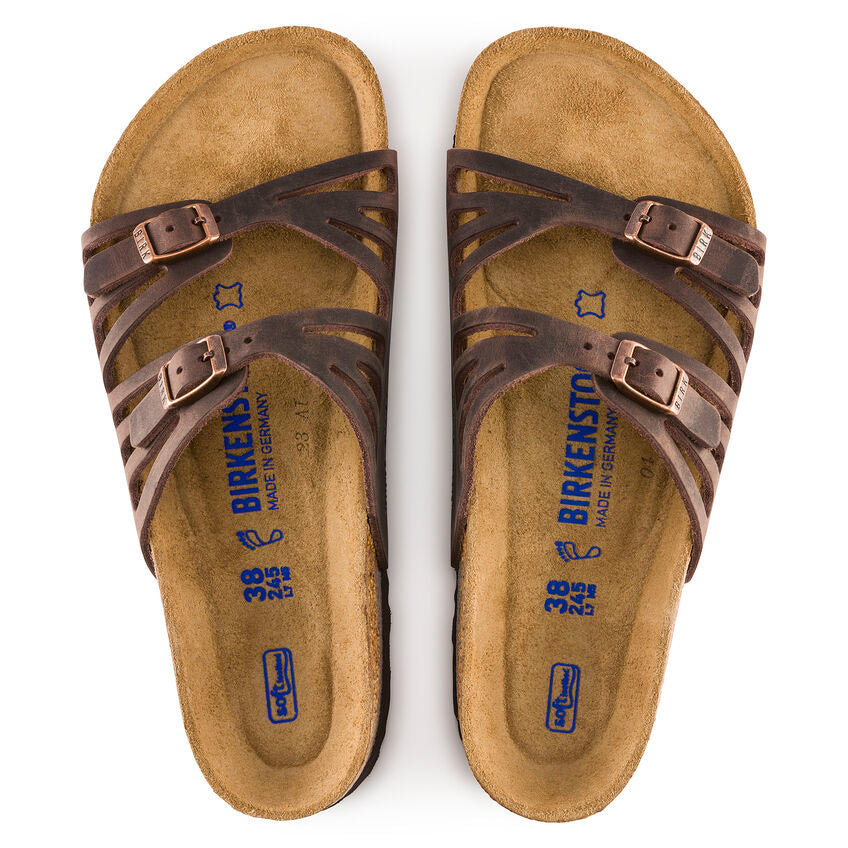 BIRKENSTOCK GRANADA SOFT FOOTBED SANDAL - HABANA OILED LEATHER